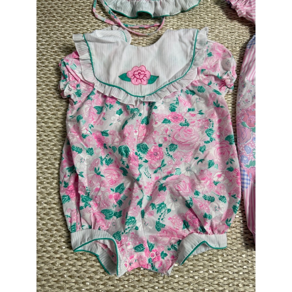 Vintage Baby Girl Floral Patchwork Romper Jumpsuit Bundle 6-9 Cottagecore 90's - Picture 2 of 11